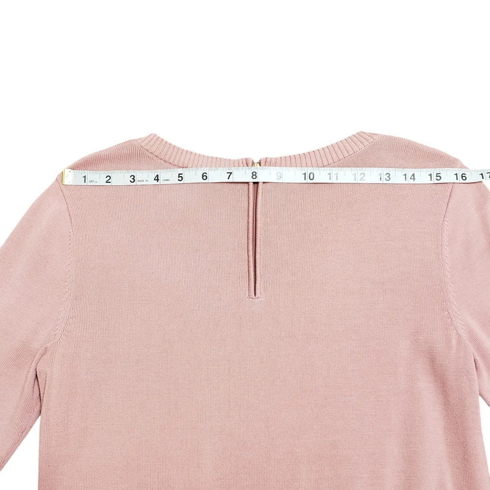 Talbots 3/4 Sleeve Front Pocket Zipper Back Sweater Pink Sz Small - Picture 11 of 13